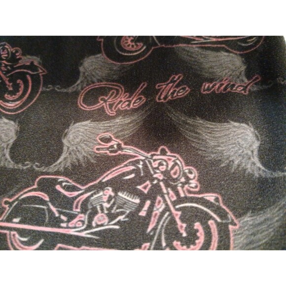 Gemini Design Apparel Leggings Black/Gray Wing With Pink Motorcycles One Size - Picture 9 of 16